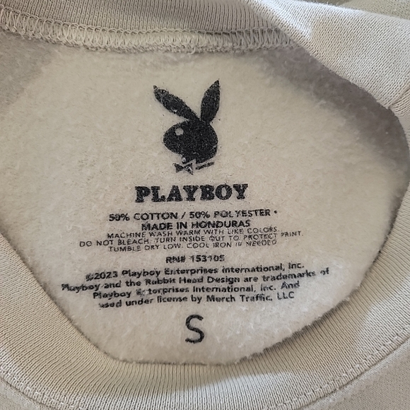 Playboy Bunny Graphic Beige Pullover Small Sweater - Picture 3 of 5
